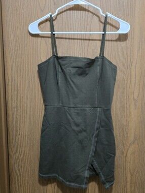 Altar'd State Olive Green White Contrast Stitch Wrap Skort Romper Small